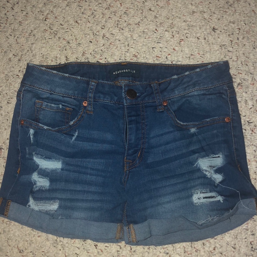 Blue Jean Ripped Shorts